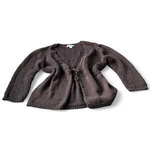 Vintage Dressbarn Brown Crochet Tie-Front Cardigan – Size Large